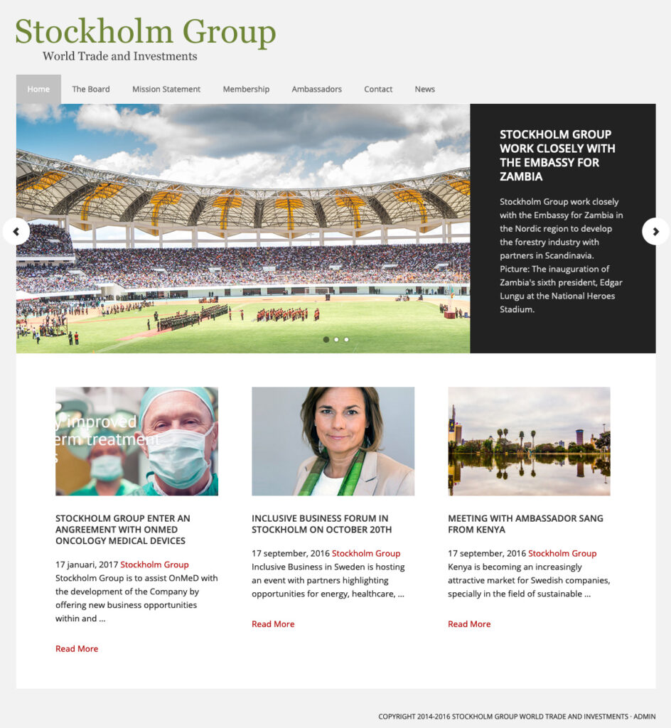 Stockholm Group hemsida, 12 september 2017.